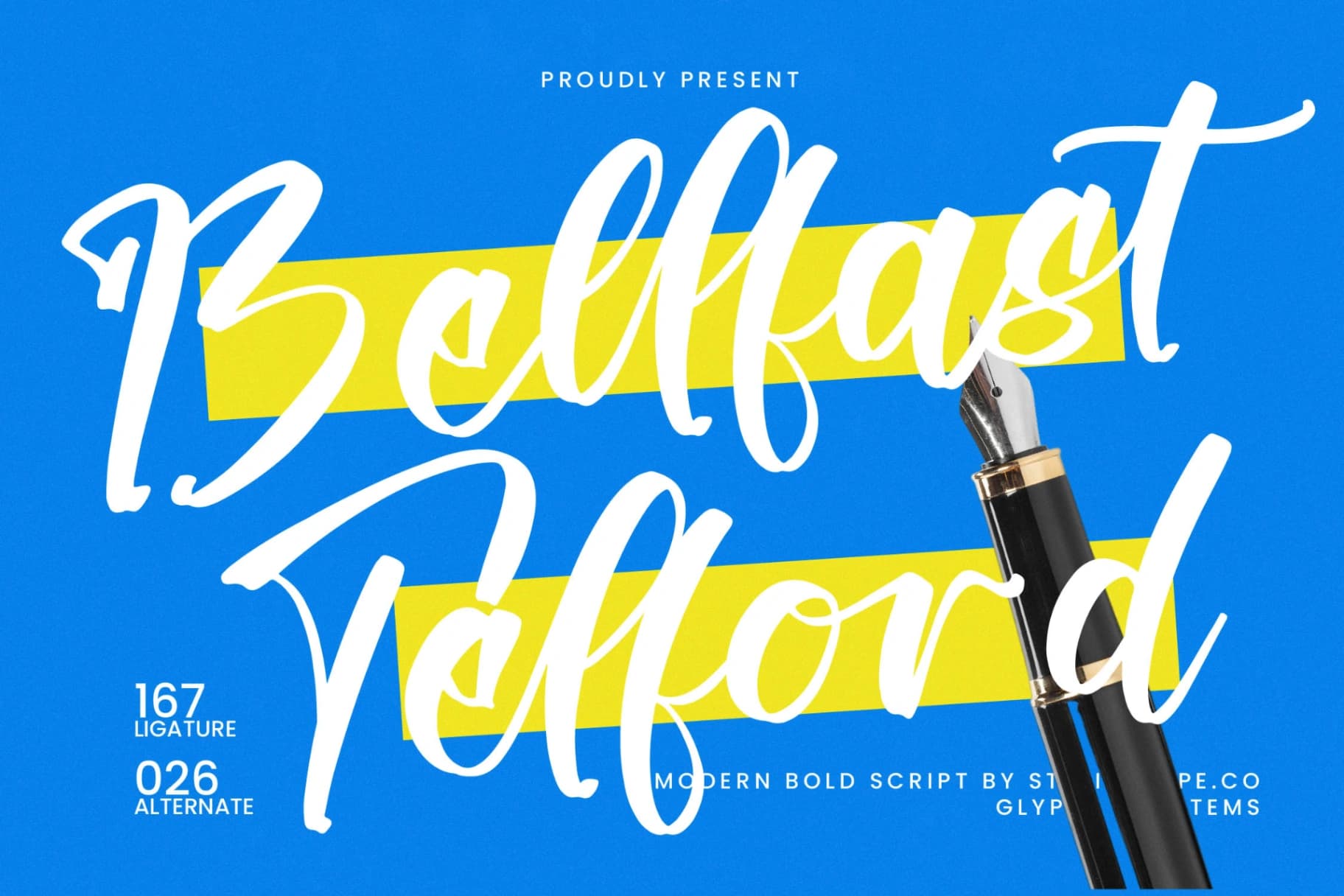 Preview of Bellfast Telford - Modern Bold Script font