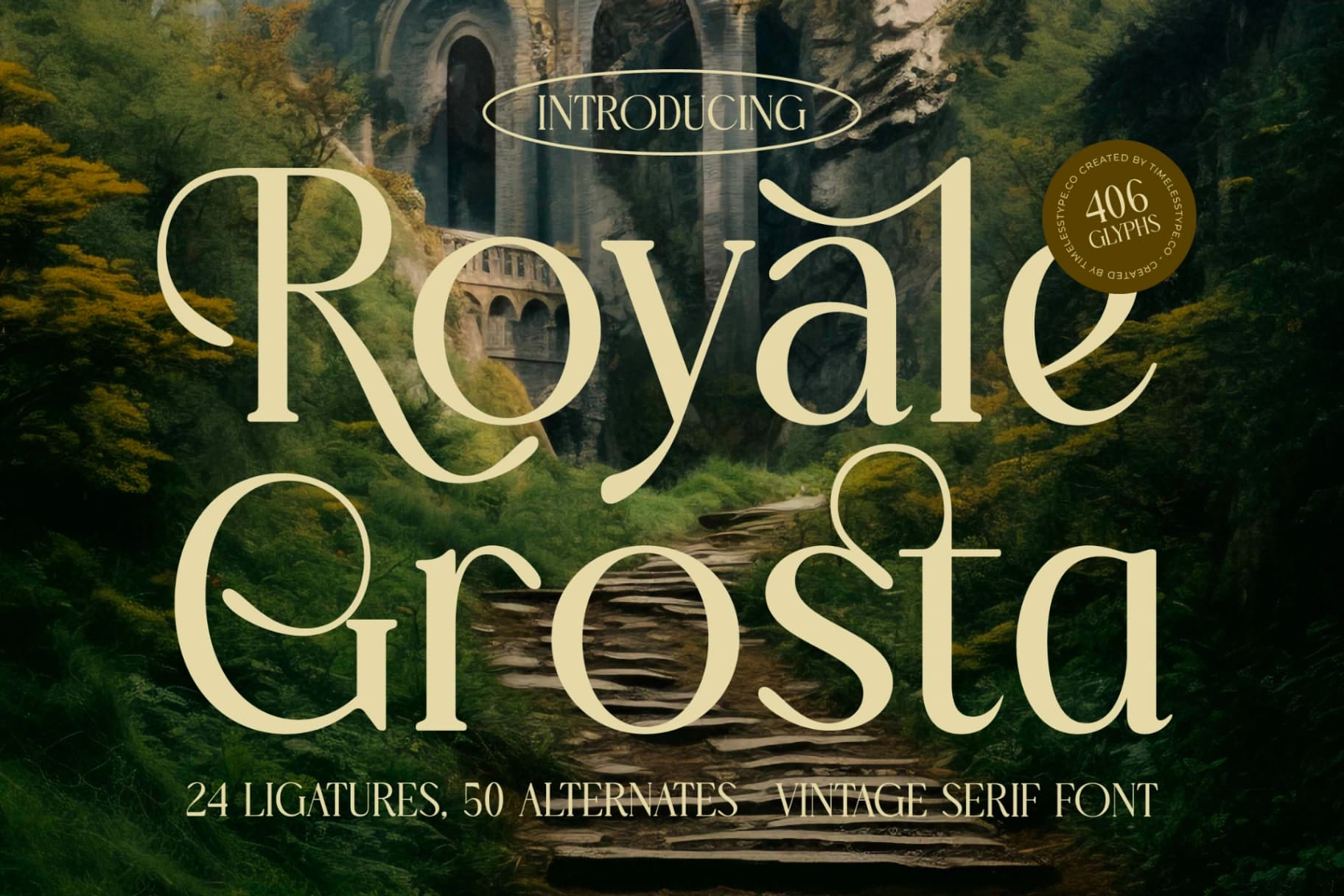 Preview of Royale Grosta - Vintage Serif Font font