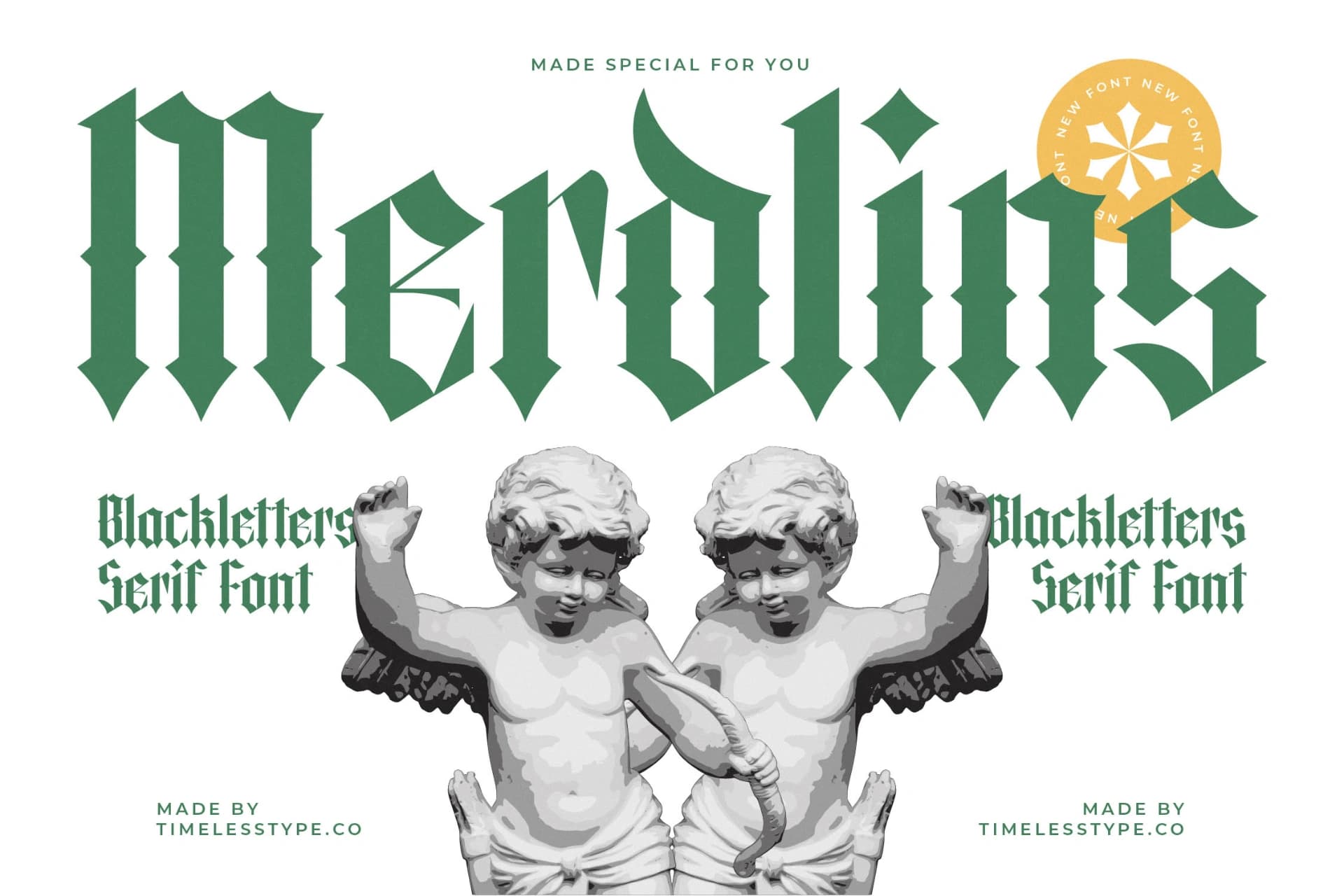 Preview of Merdlins - Blackletter Serif Font font