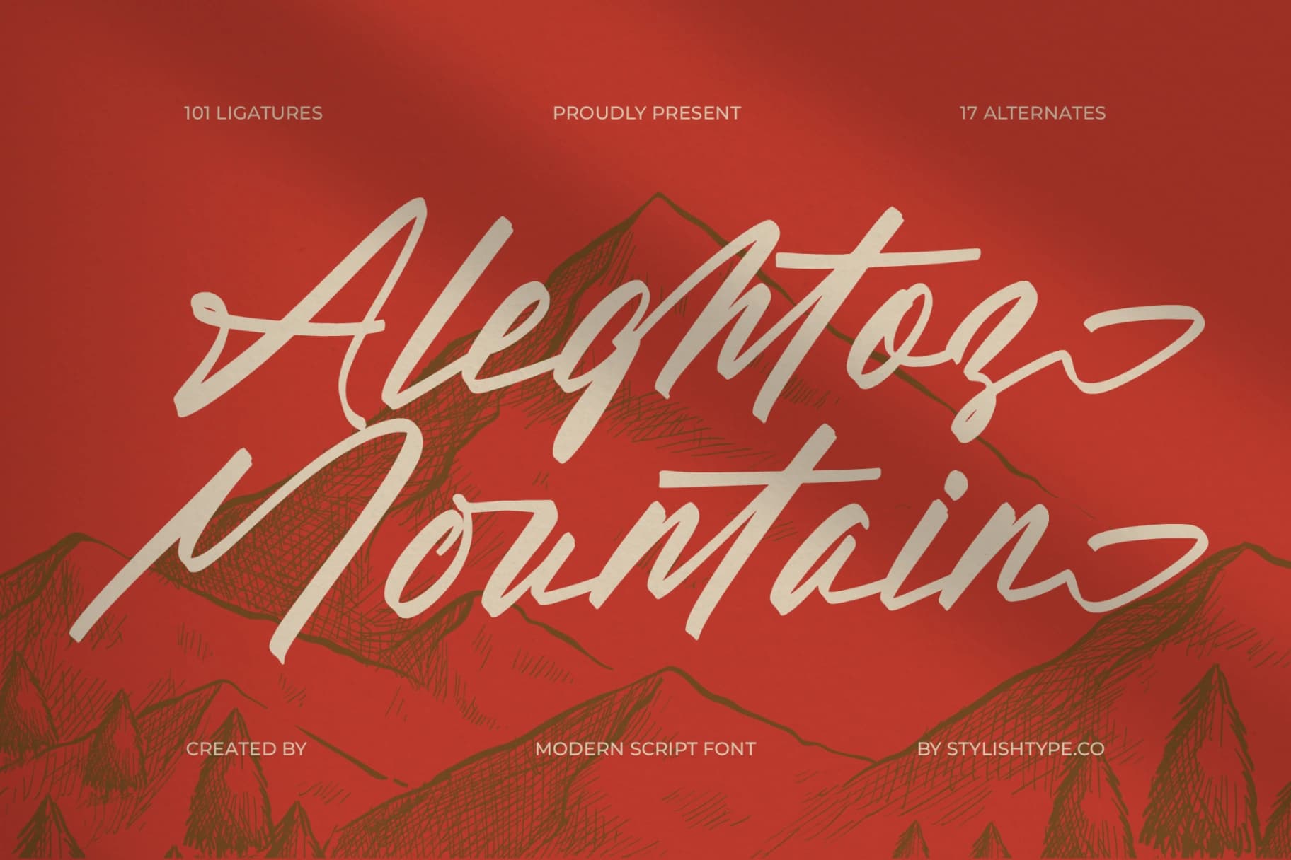 Preview of Aleghtoz Mountain - Modern Script Font font