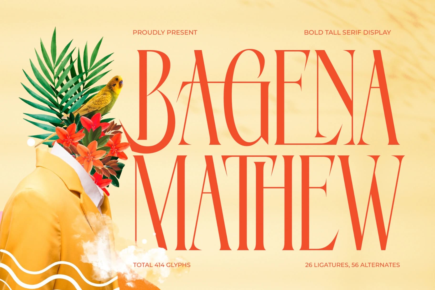 Preview of Bagena Mathew - Bold Tall Serif Display font