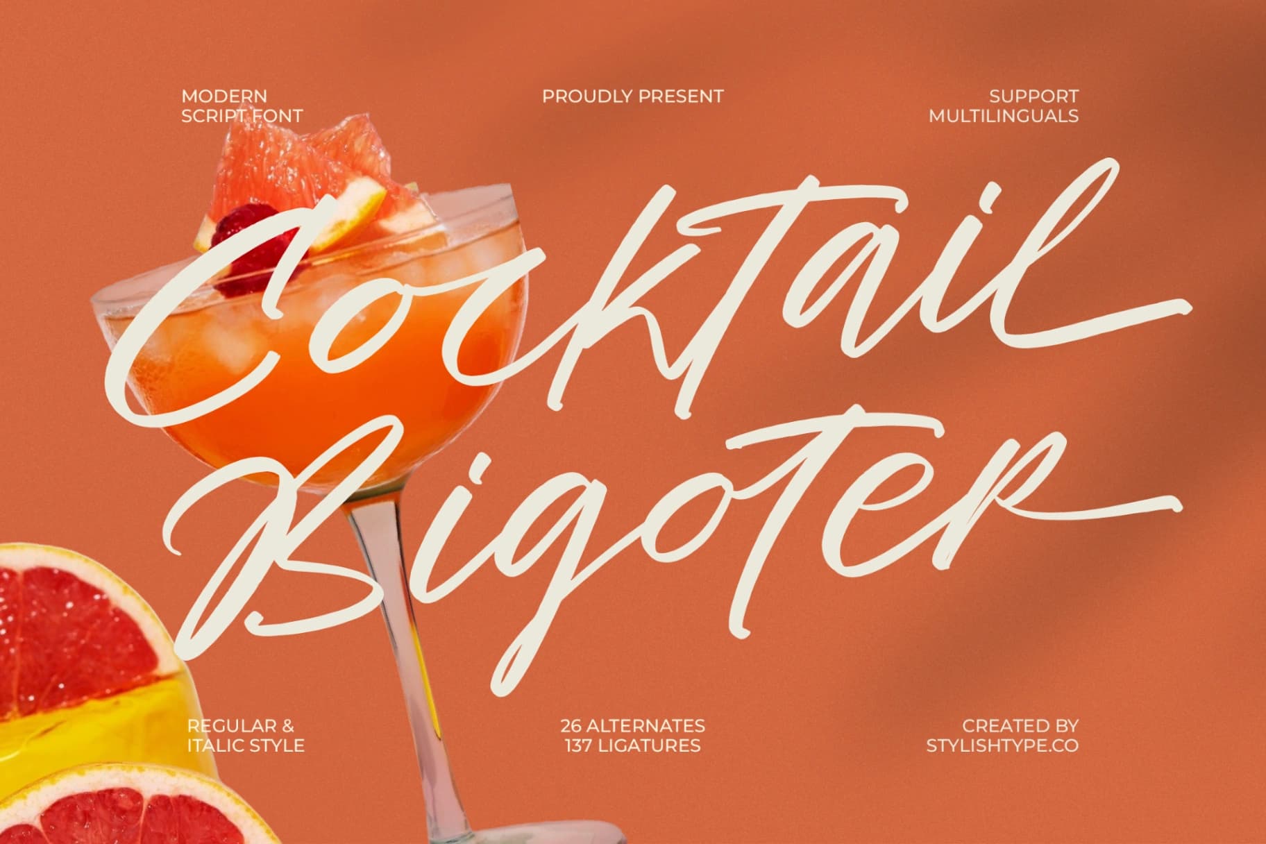 Preview 1 for Cocktail Bigoter - Modern Script Font