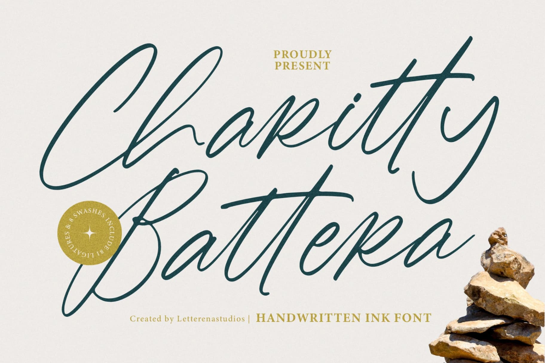 Preview of Charitty Battera - Handwritten Ink Font font