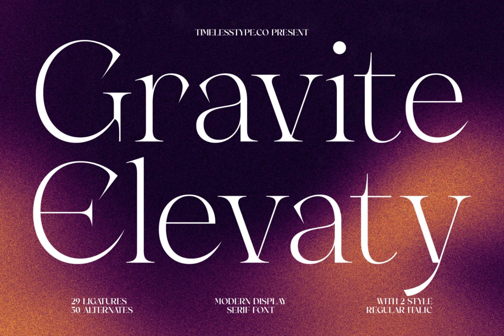 Preview of Gravite Elevaty - Modern Display Serif Font font