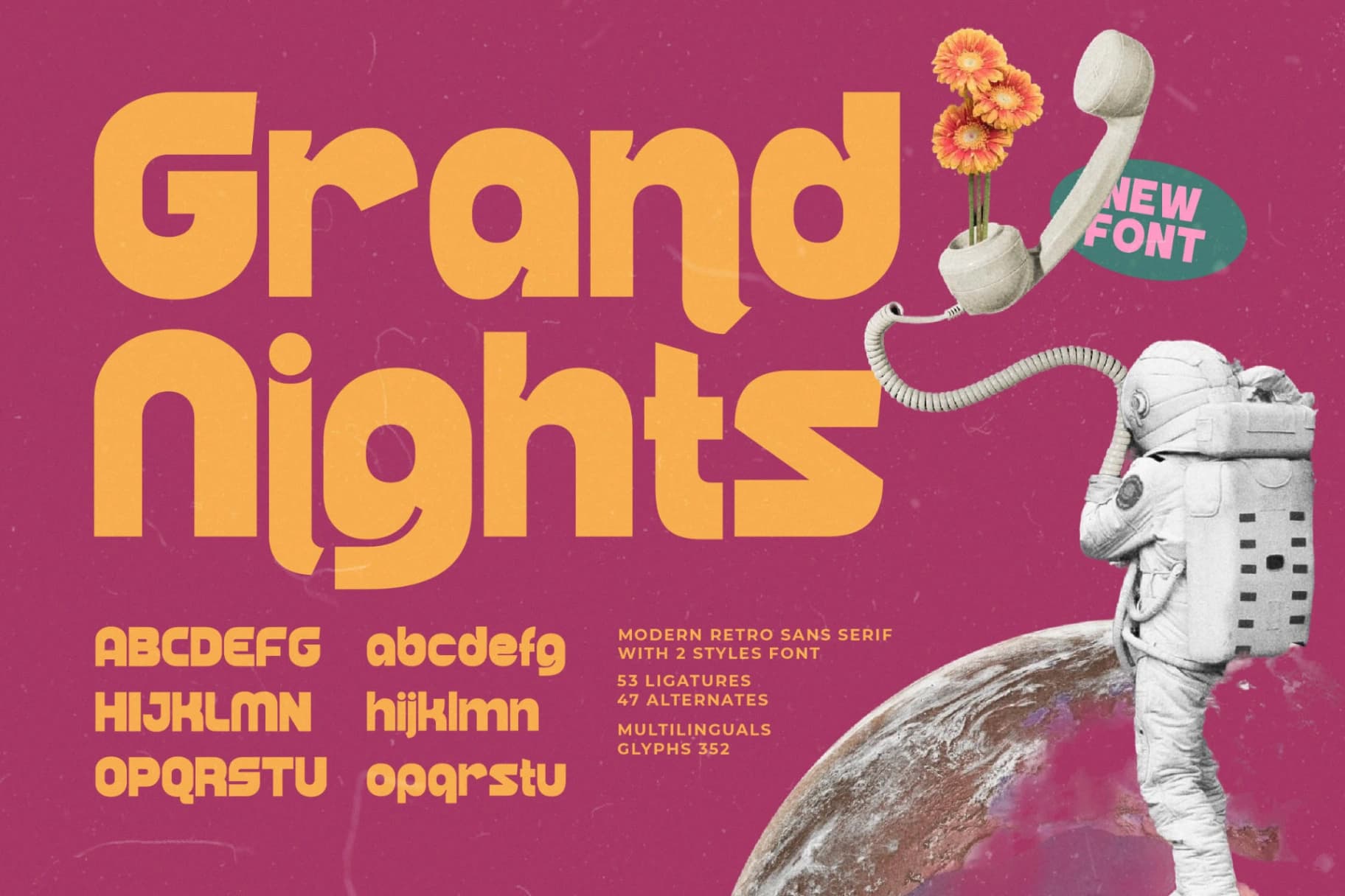 Preview of Grand Nights - Modern Retro Sans Serif font