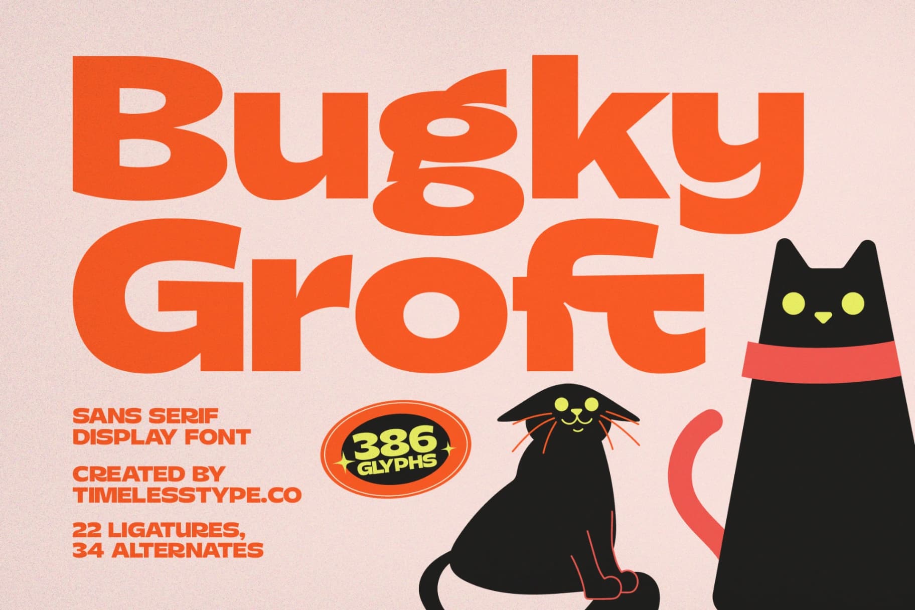 Preview of Bugky Groft - Groovy Sans Serif Display Font font