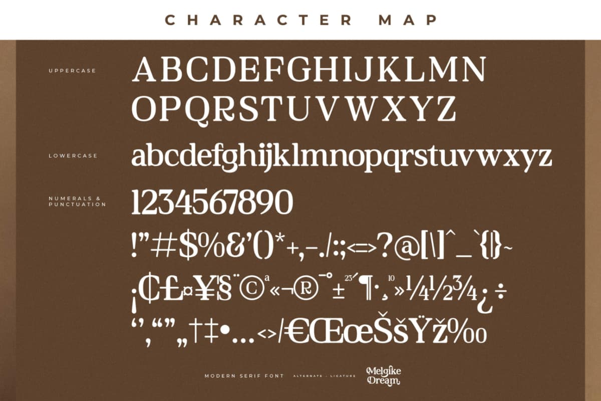 Preview 13 for Melgike Dream – Modern Serif Font