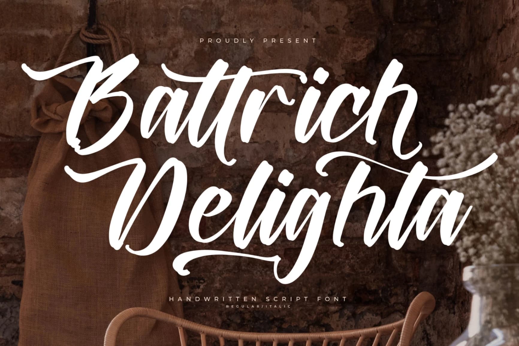 Preview of Battrich Delighta – Handwritten Script Font font