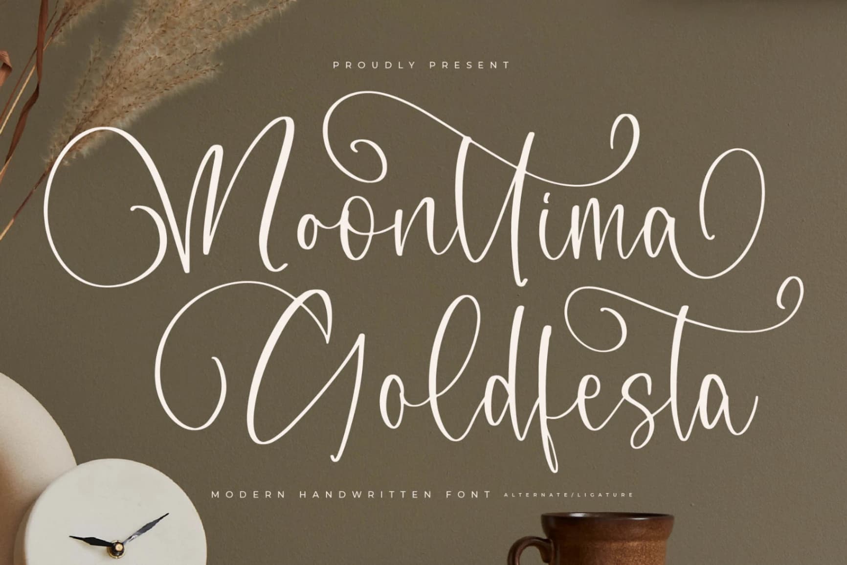 Preview of Moonttima Goldfesta – Modern Handwritten Font font