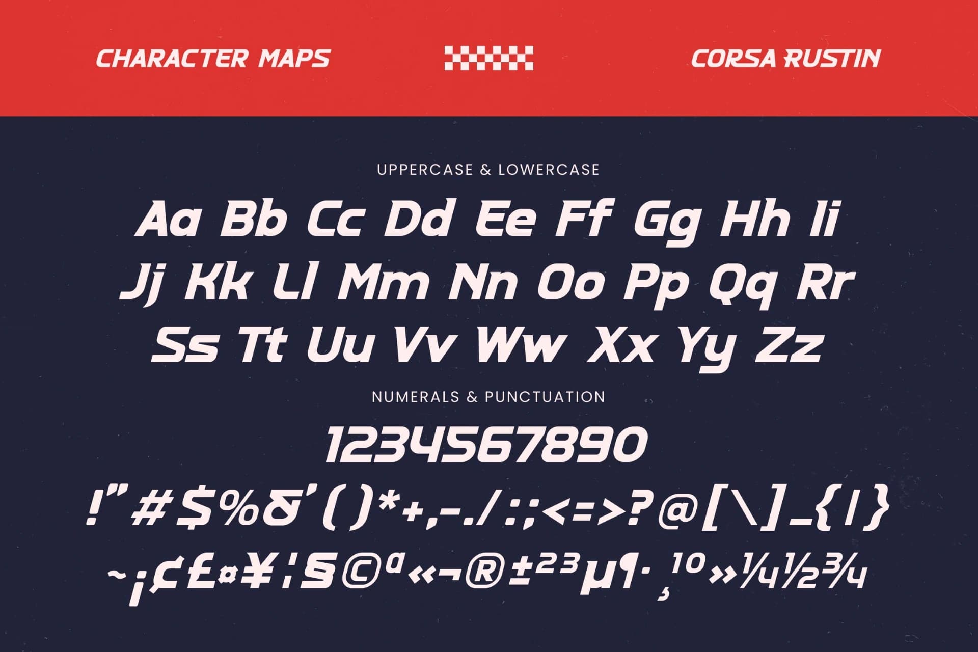 Preview 18 for Corsa Rustin - Futuristic Sporty Font