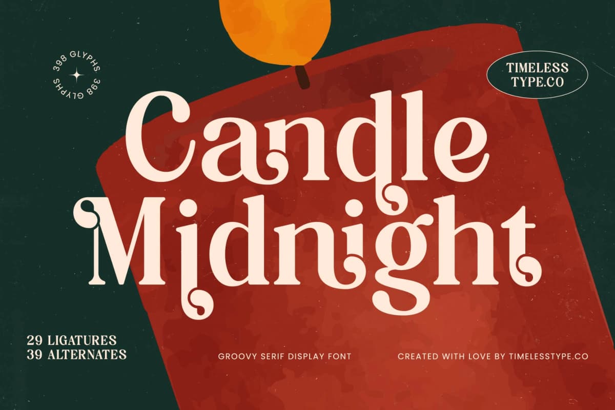 Candle Midnight - Groovy Serif Display Font font preview 1