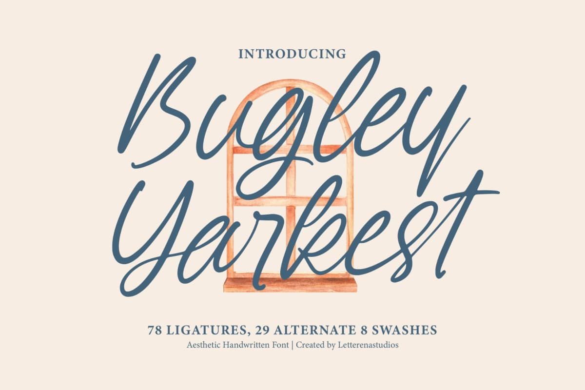Preview of Bugley Yarkest – Aesthetic Handwritten Font font