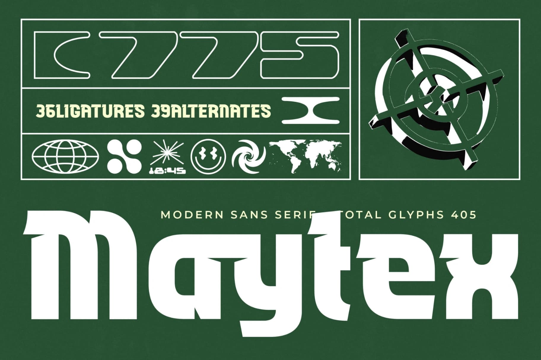Preview of Maytex - Modern Sans Serif Font font