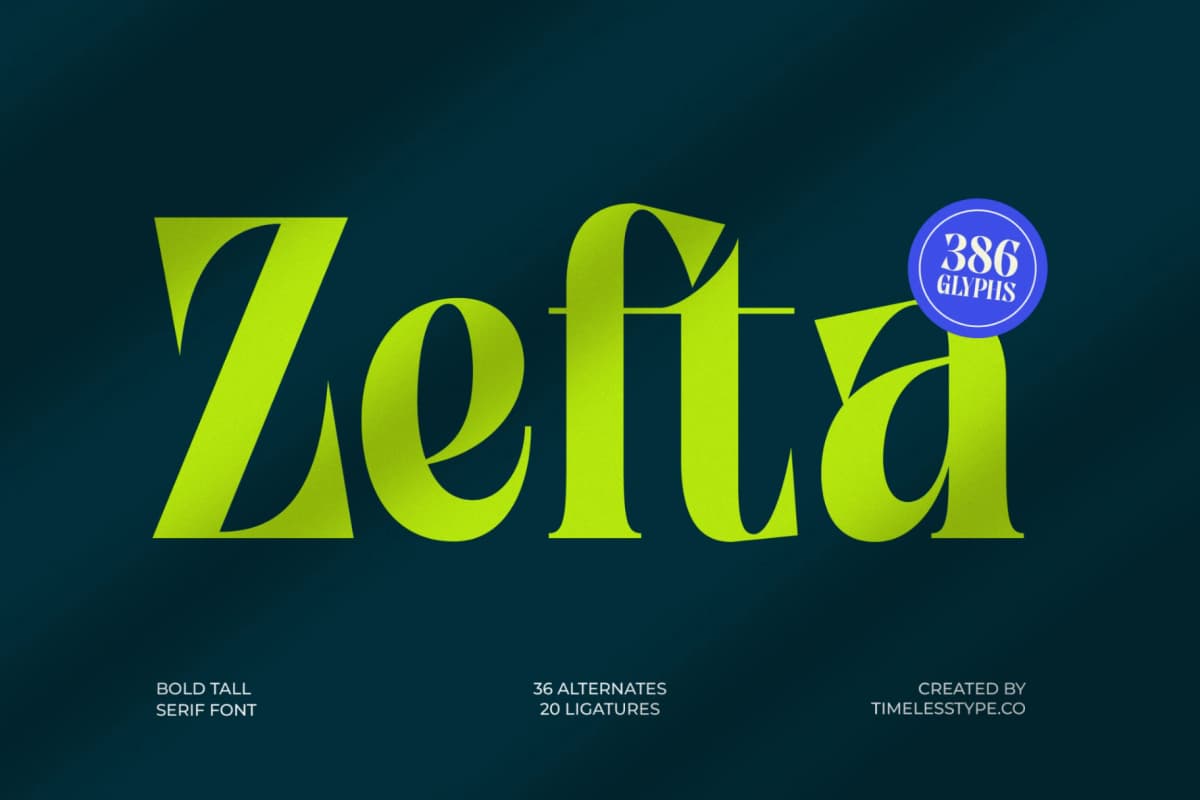 Preview 1 for Zefta - Bold Tall Serif Font