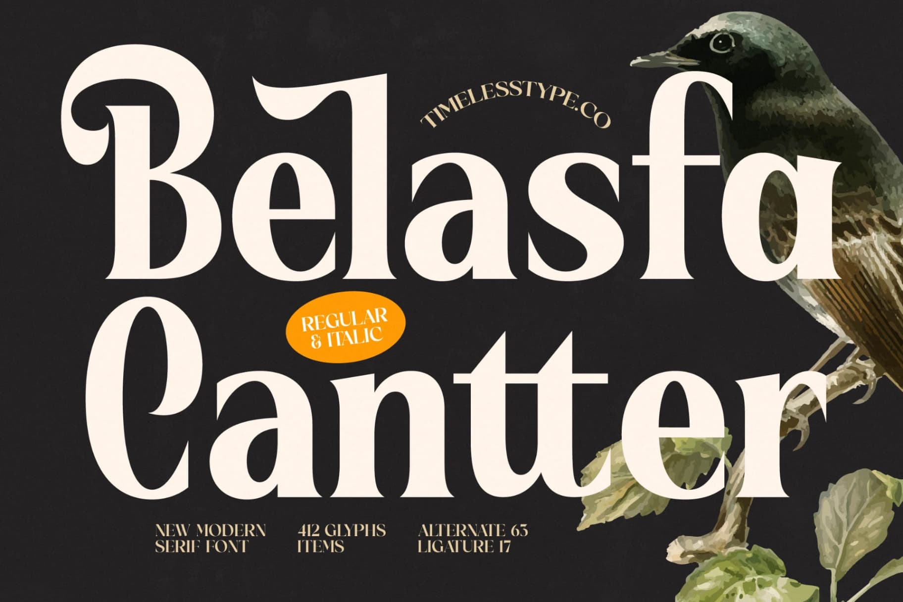 Preview of Belasfa Cantter - Modern Serif Font font