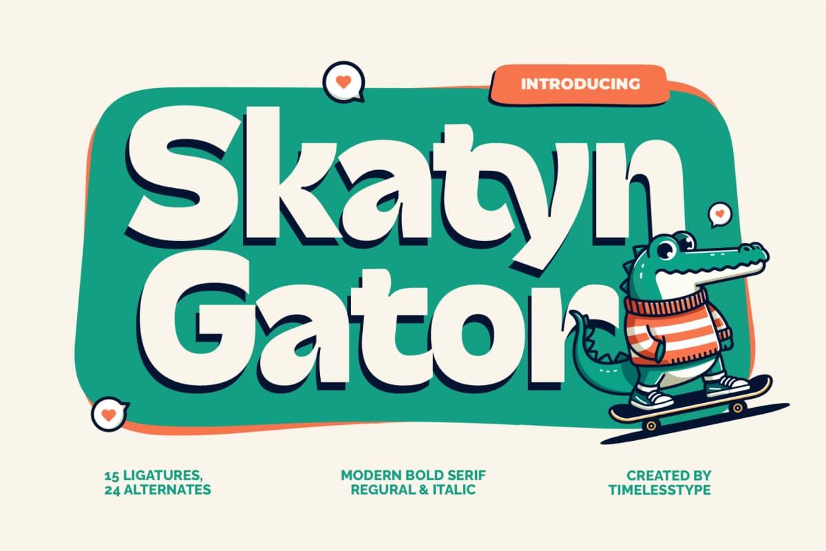 Skatyn Gator -Modern Bold Serif Display Font font preview 1