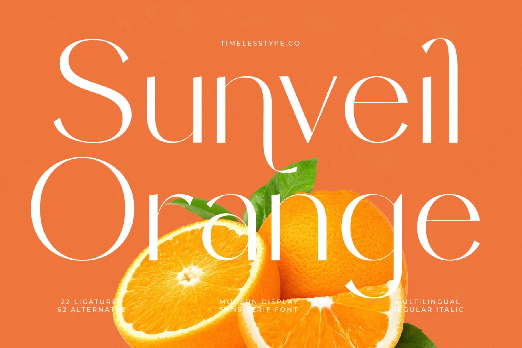 Preview of Sunveil Orange - Modern Display Sans Serif Font font