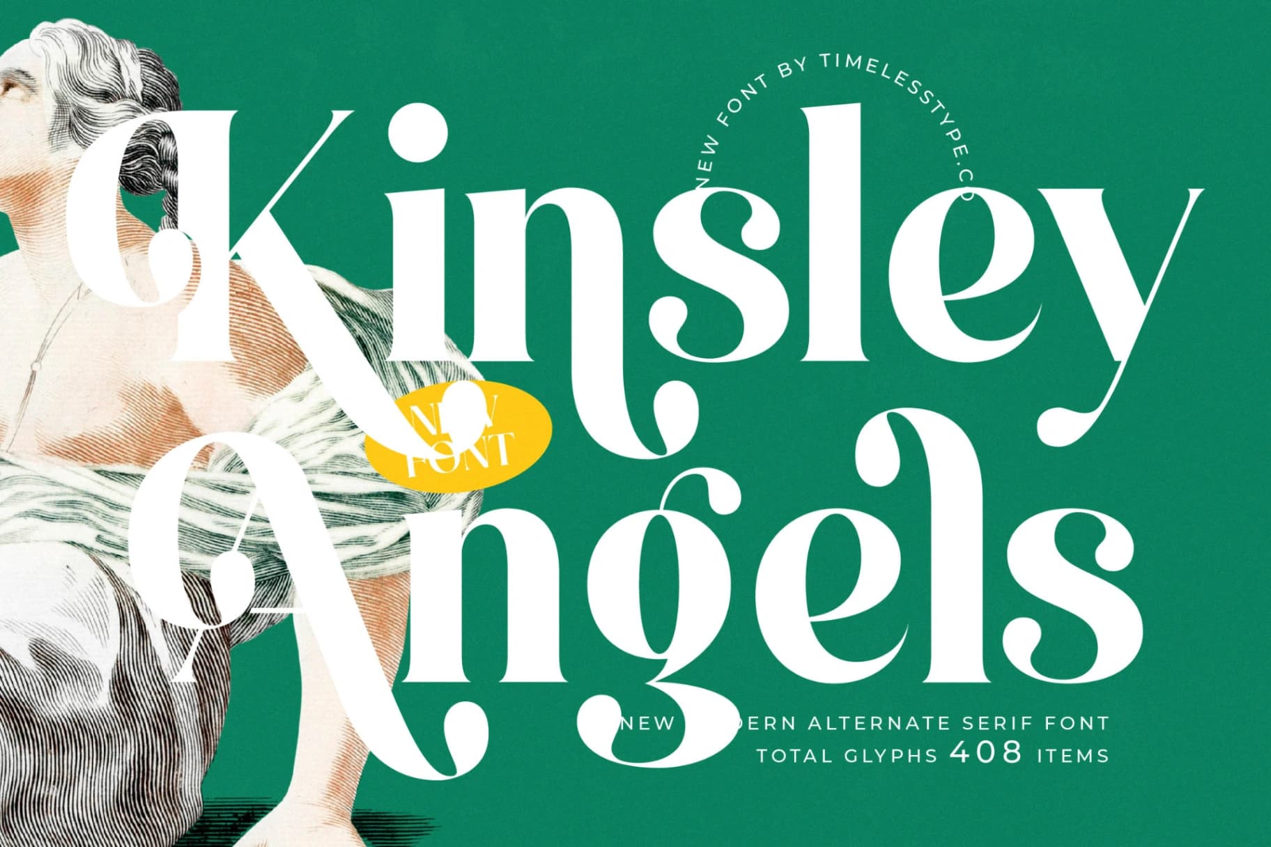 Preview of Kinsley Angels - New Modern Alternate Serif Font font