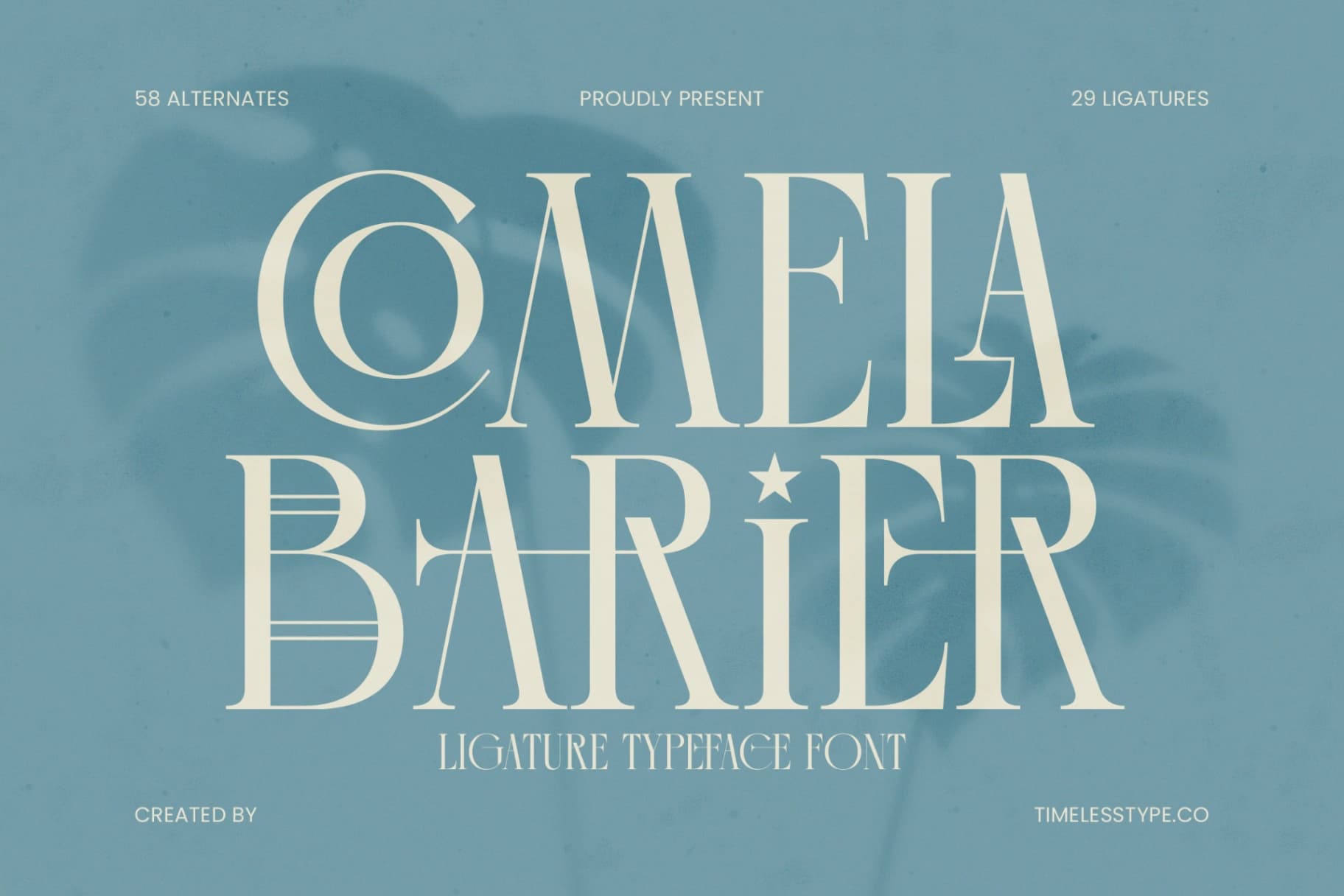 Preview of Comela Barier - Ligature Typeface Font font