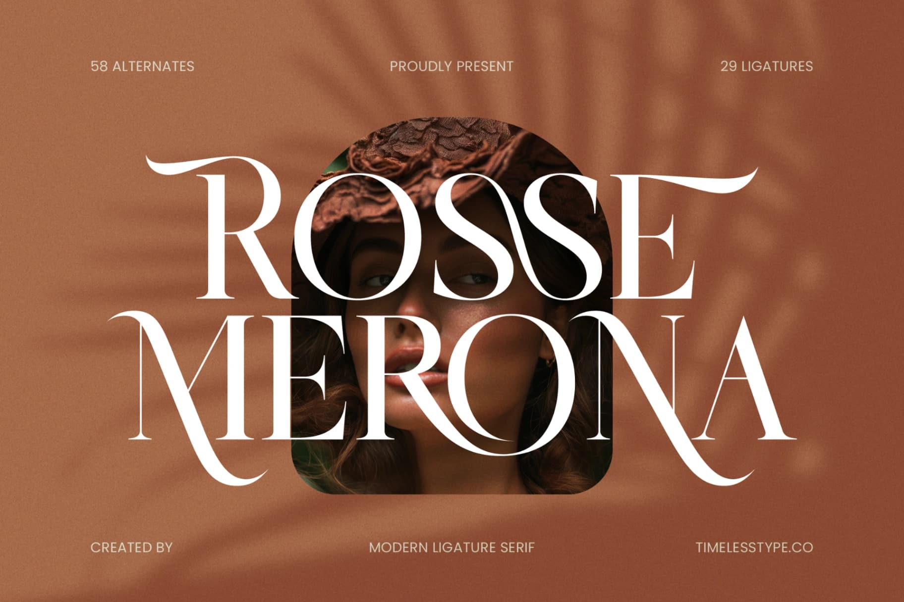 Preview of Rosse Merona - Modern Ligature Serif Font font