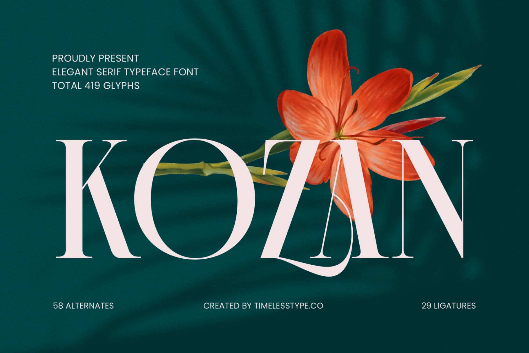 Preview of Kozan - Elegant Serif Typeface Font font