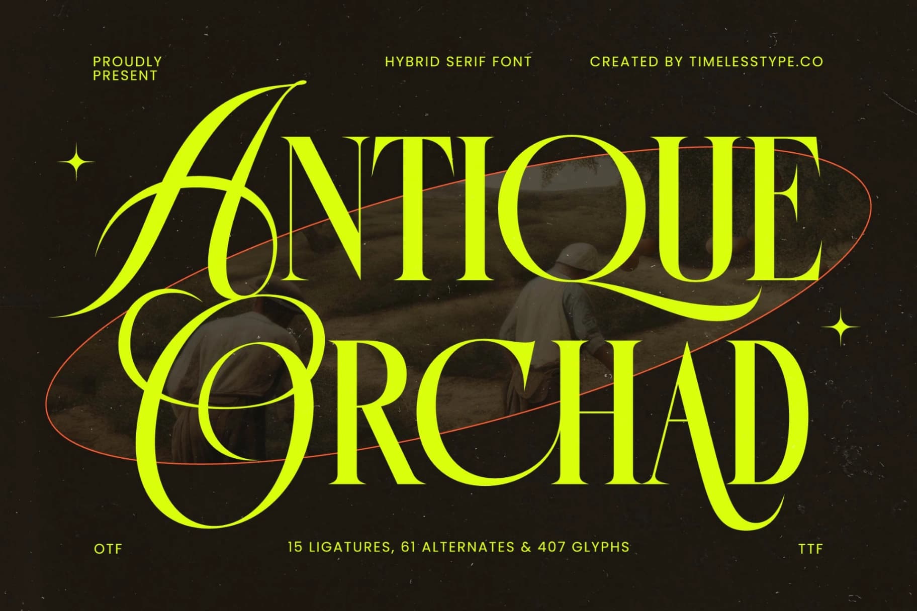 Preview of Antique Orchad - Hybrid Serif Font font
