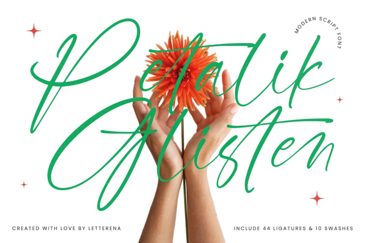 Preview of Petalik Glisten – Modern Script Font font