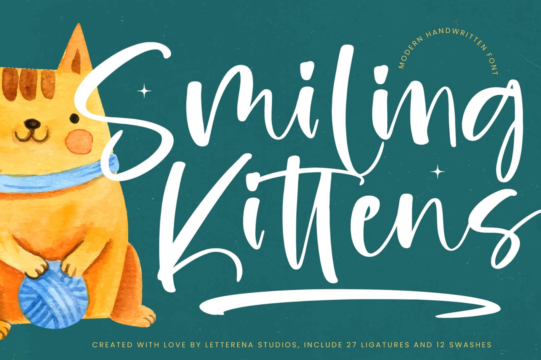 Preview of Smiling Kittens – Modern Handwritten Font font