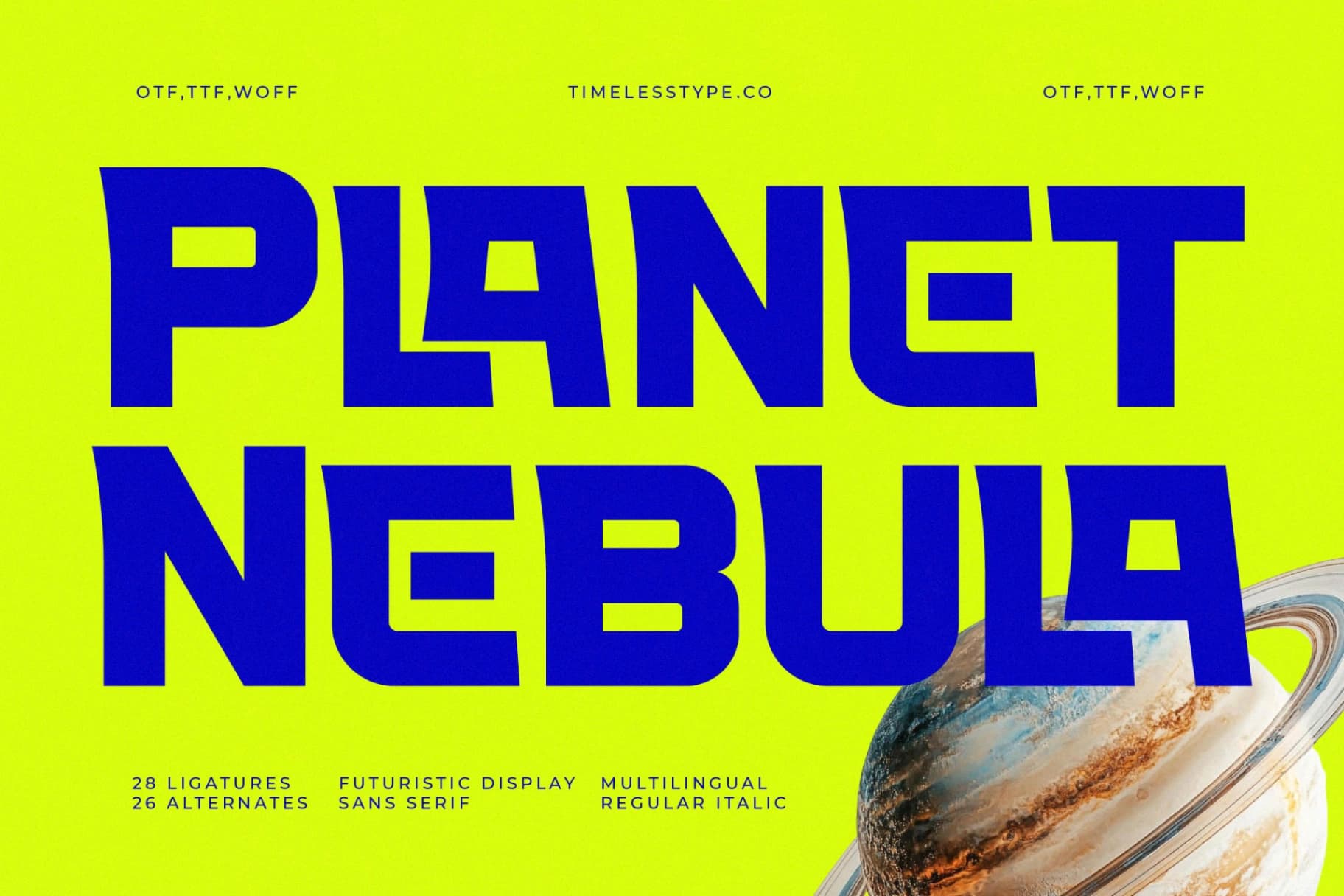 Preview of Planet Nebula - Futuristic Display Sans Serif font