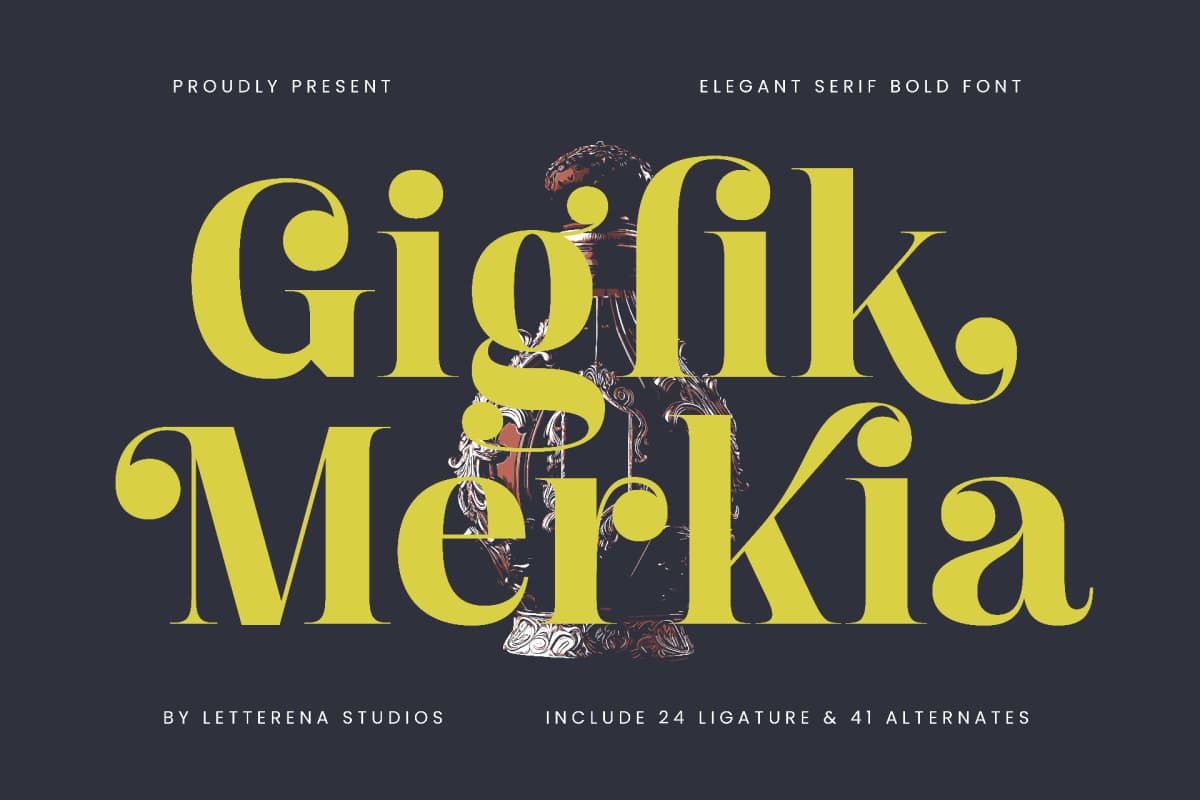 Preview of Giglik Merkia - Elegant Serif Bold Font font