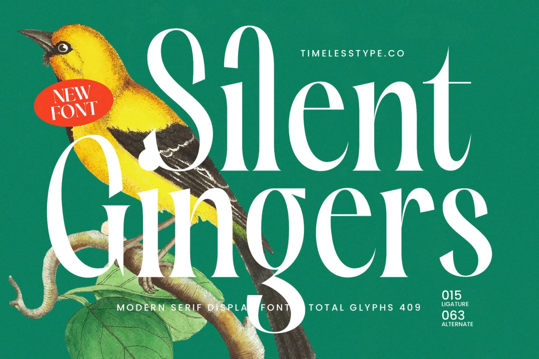 Preview of Silent Gingers - Modern Serif Display font