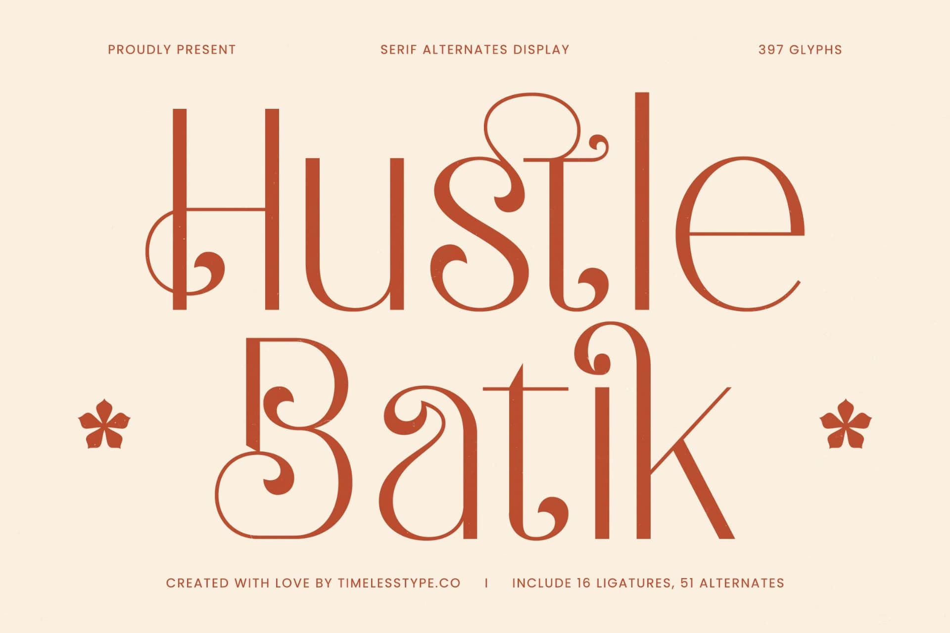 Preview of Hustle Batik - Serif Alternate Display font