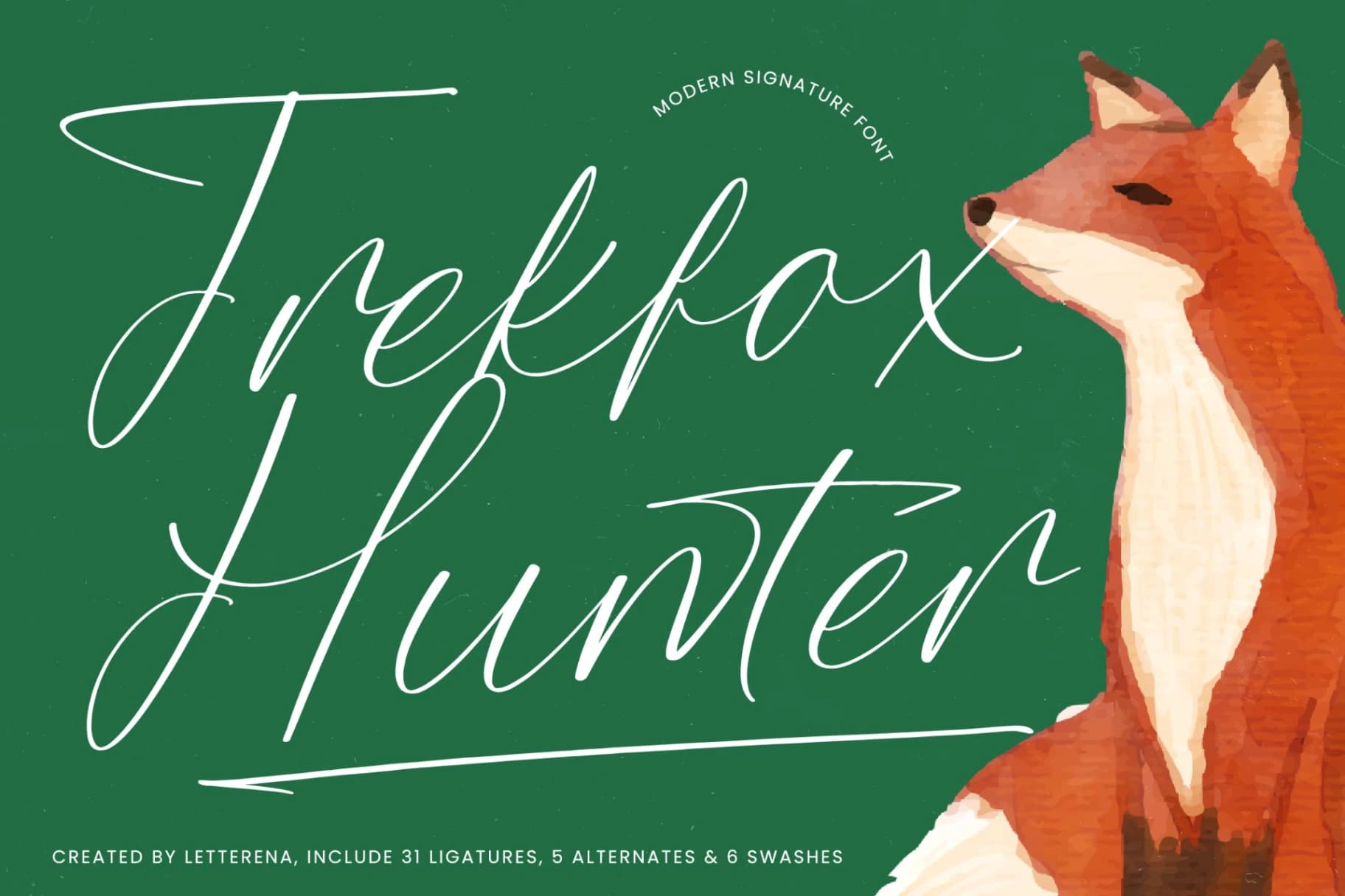 Preview of Trekfox Hunter – Modern Signature Font font