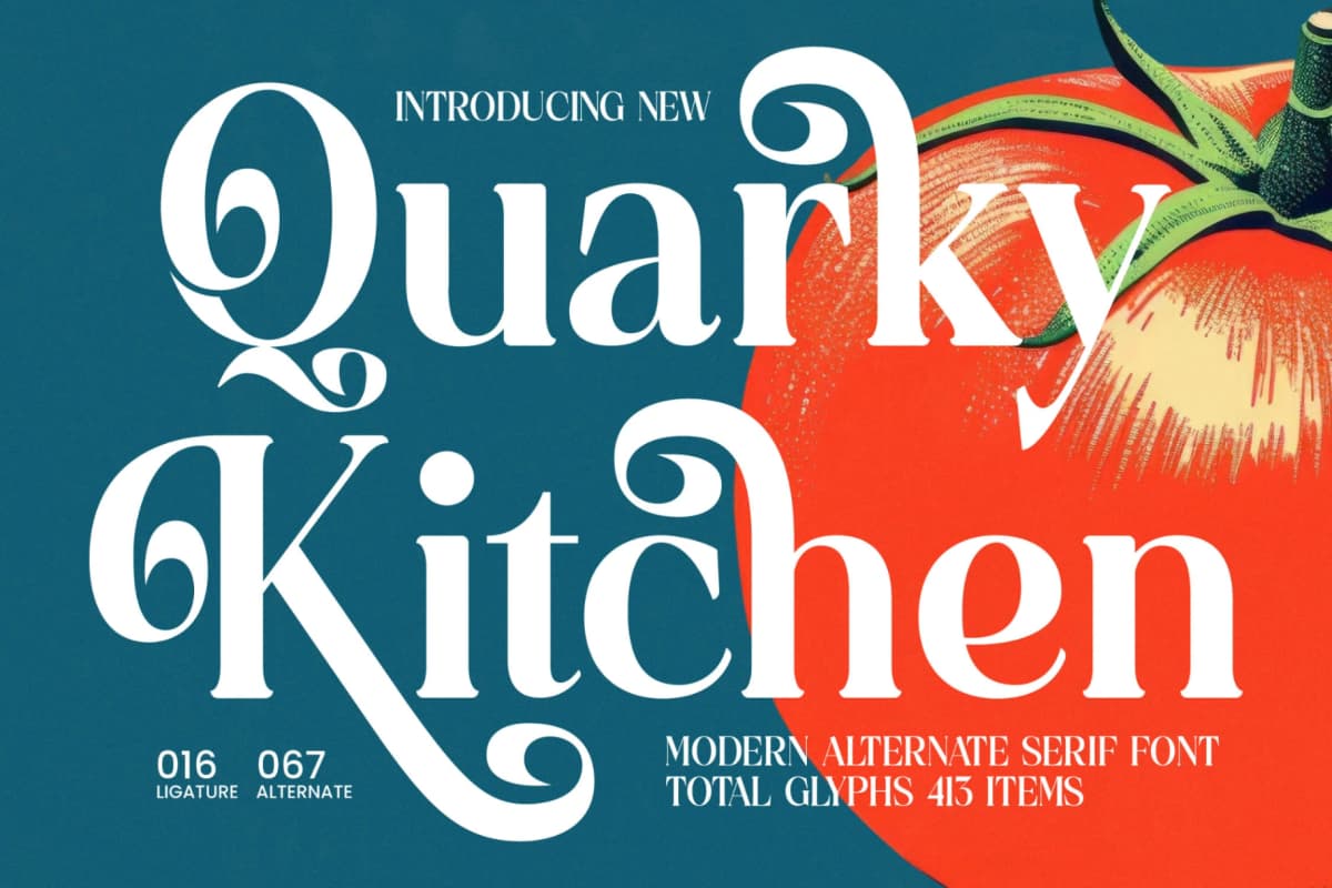 Quarky Kitchen - Modern Alternate Serif Font font preview 1