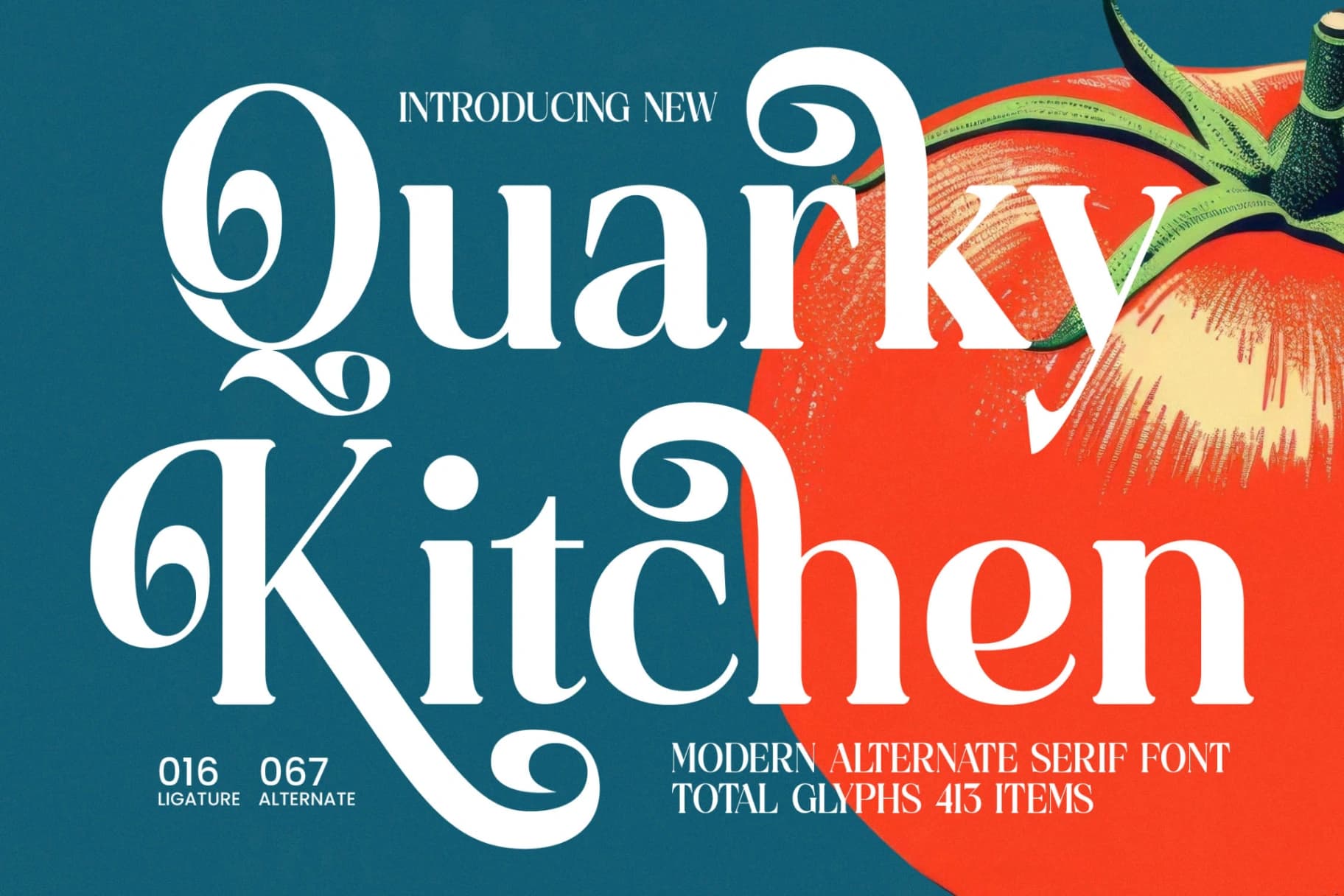 Preview of Quarky Kitchen - Modern Alternate Serif Font font