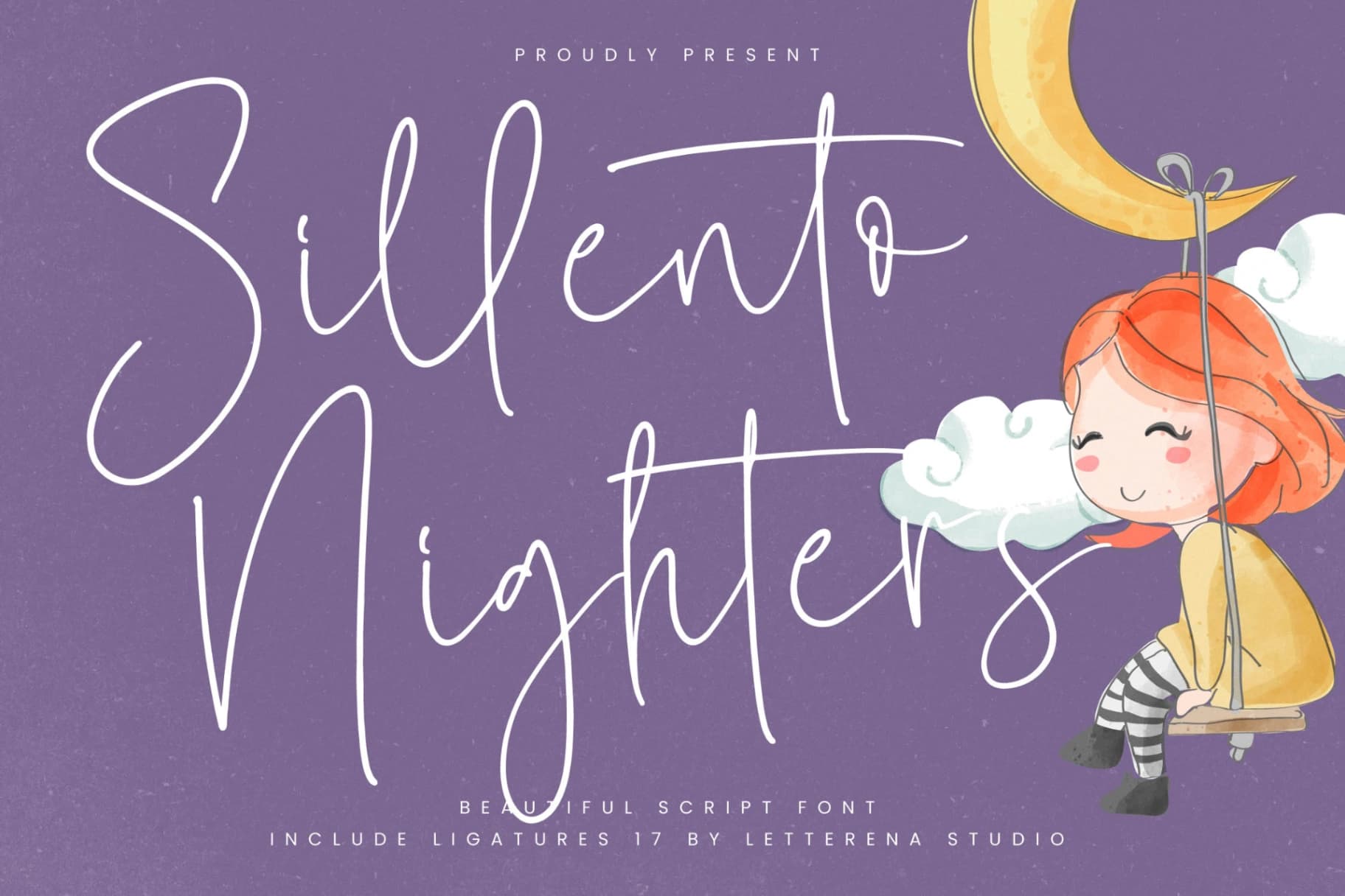 Preview of Sillento Nighters – Beautiful Script Font font