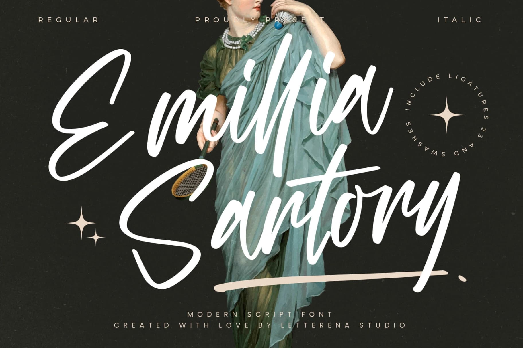 Preview of Emillia Sartory – Modern Script Font font