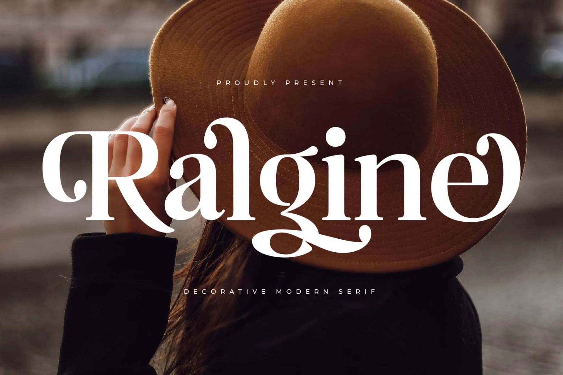 Preview of Ralgine - Decorative Modern Serif font