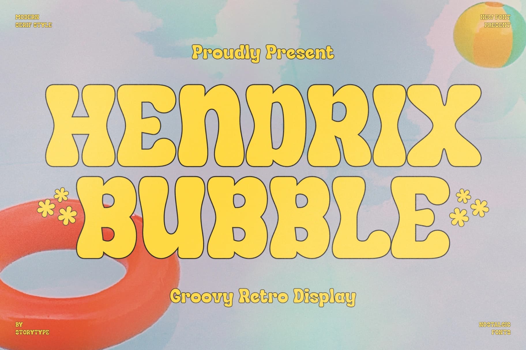 Preview of Hendrix Bubble - Groovy Retro Display font