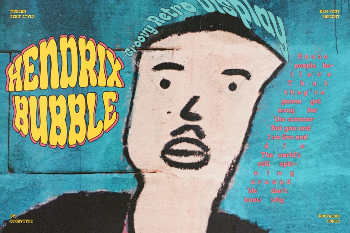 Hendrix Bubble - Groovy Retro Display font preview 8