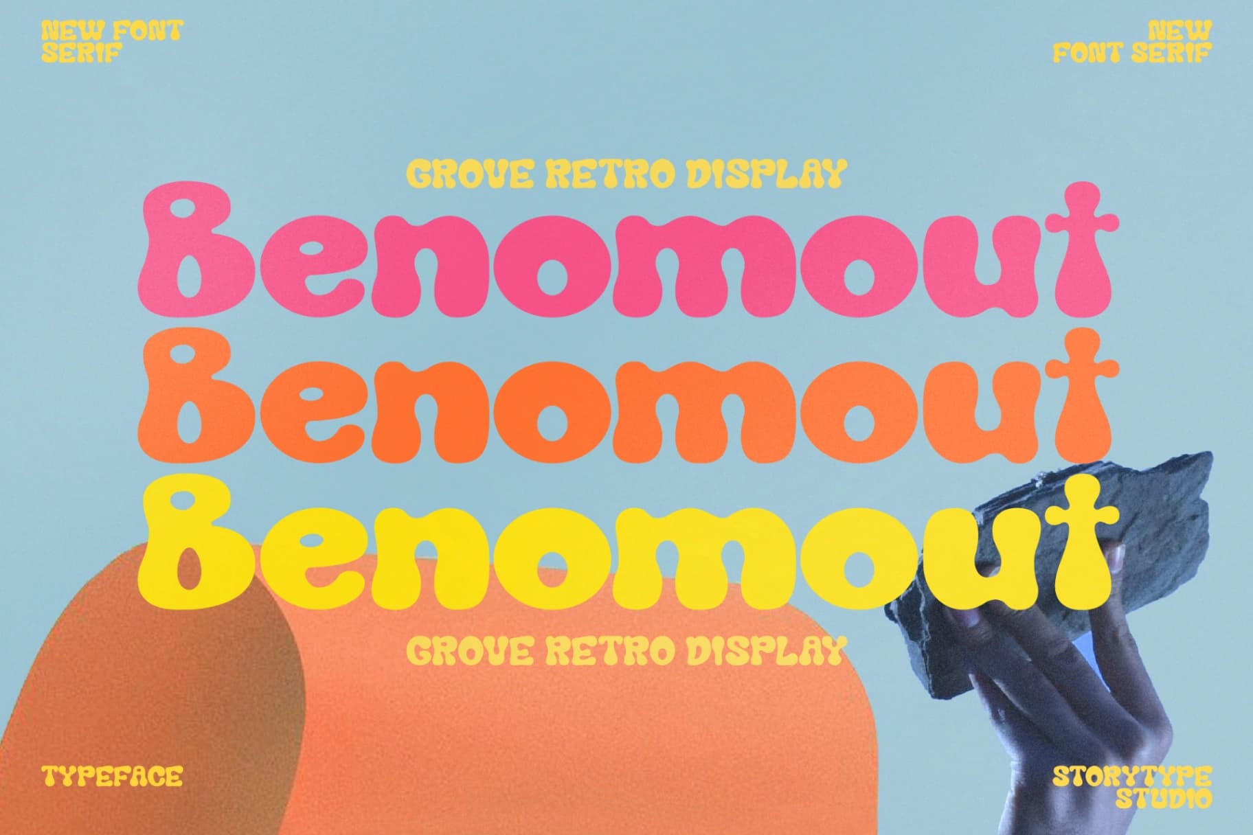 Preview of Benomout - Grove Retro Display Font font