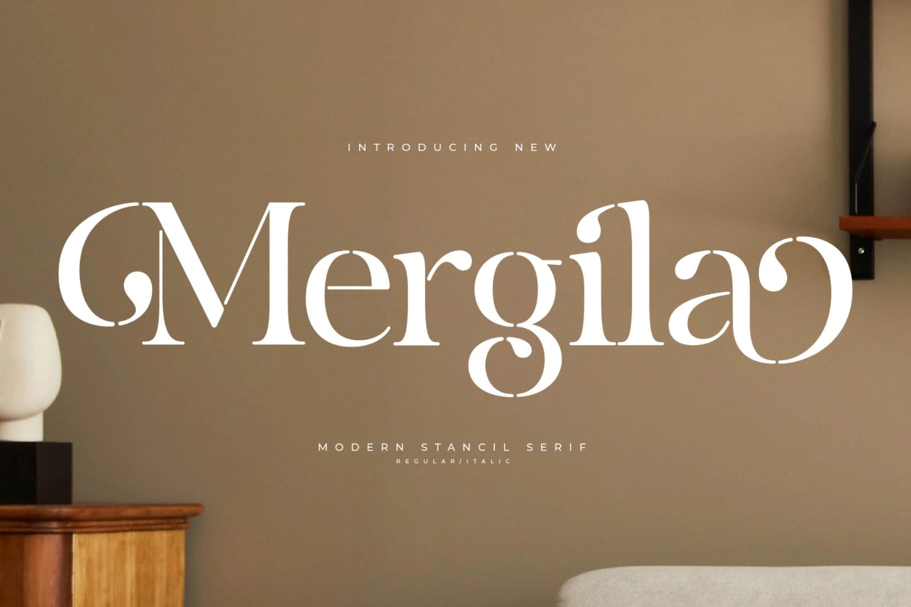Preview of Mergila – Modern Stancil Serif font