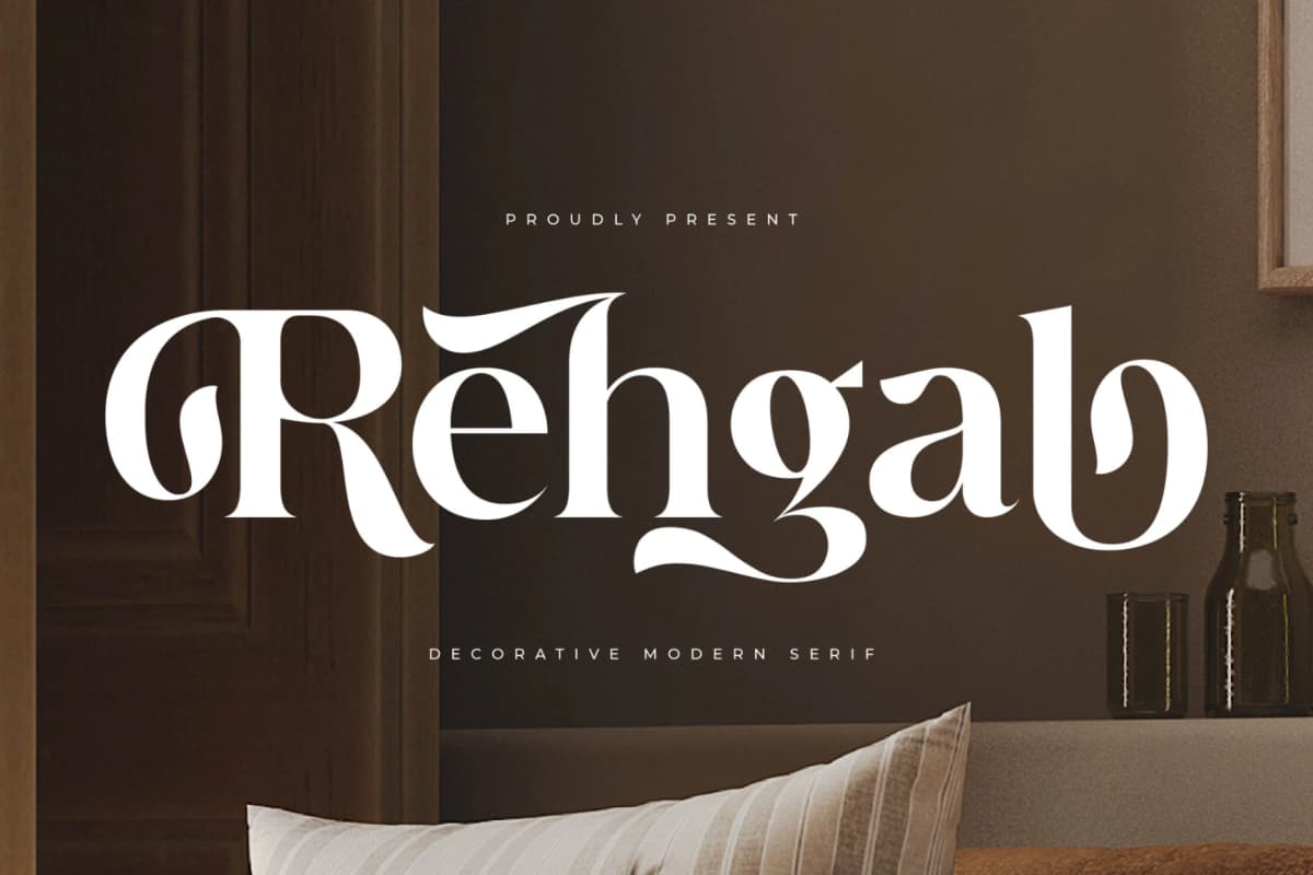 Preview of Rehgal - Decorative Modern Serif font