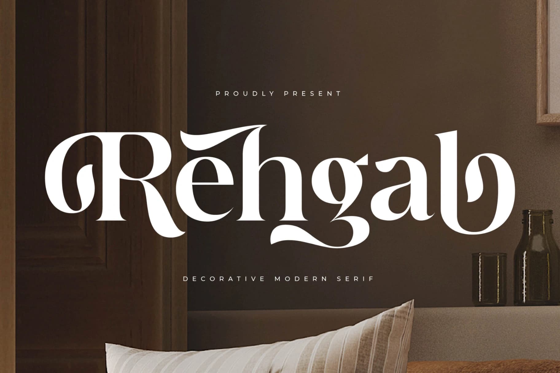 Preview of Rehgal - Decorative Modern Serif font