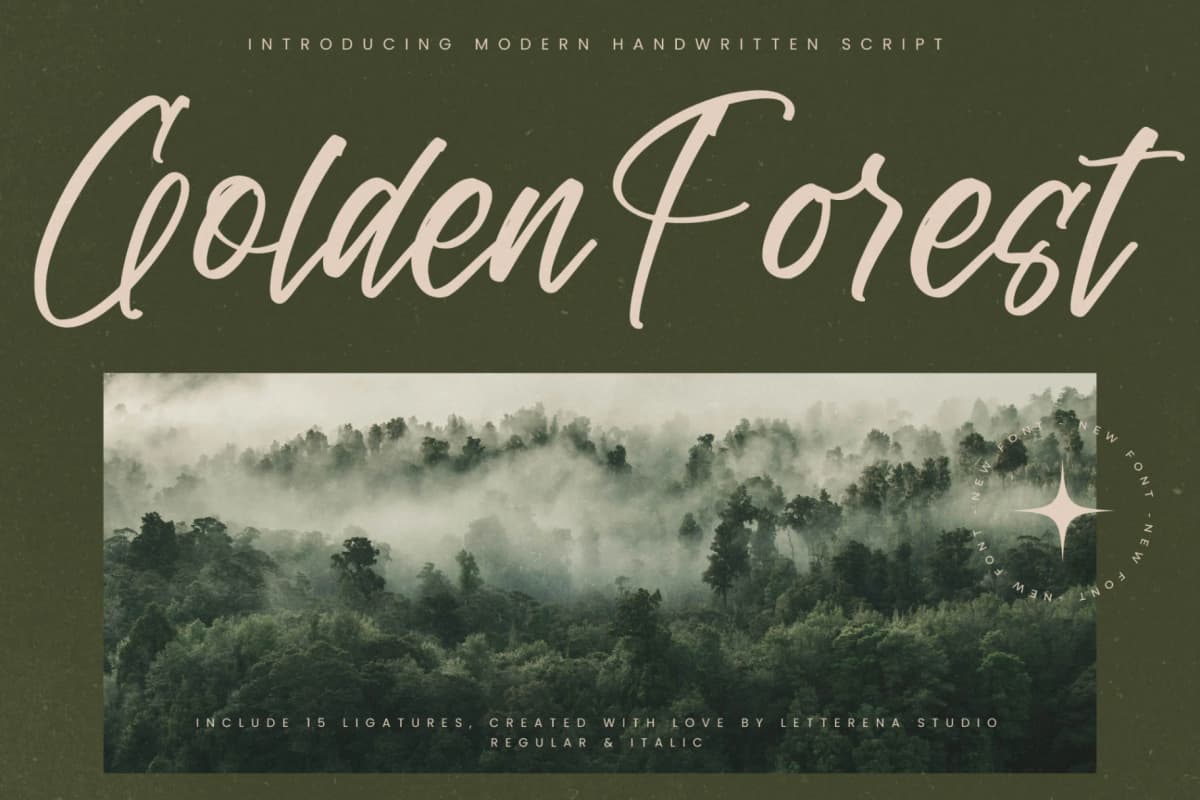 Preview of Golden Forest – Modern Handwritten Script font