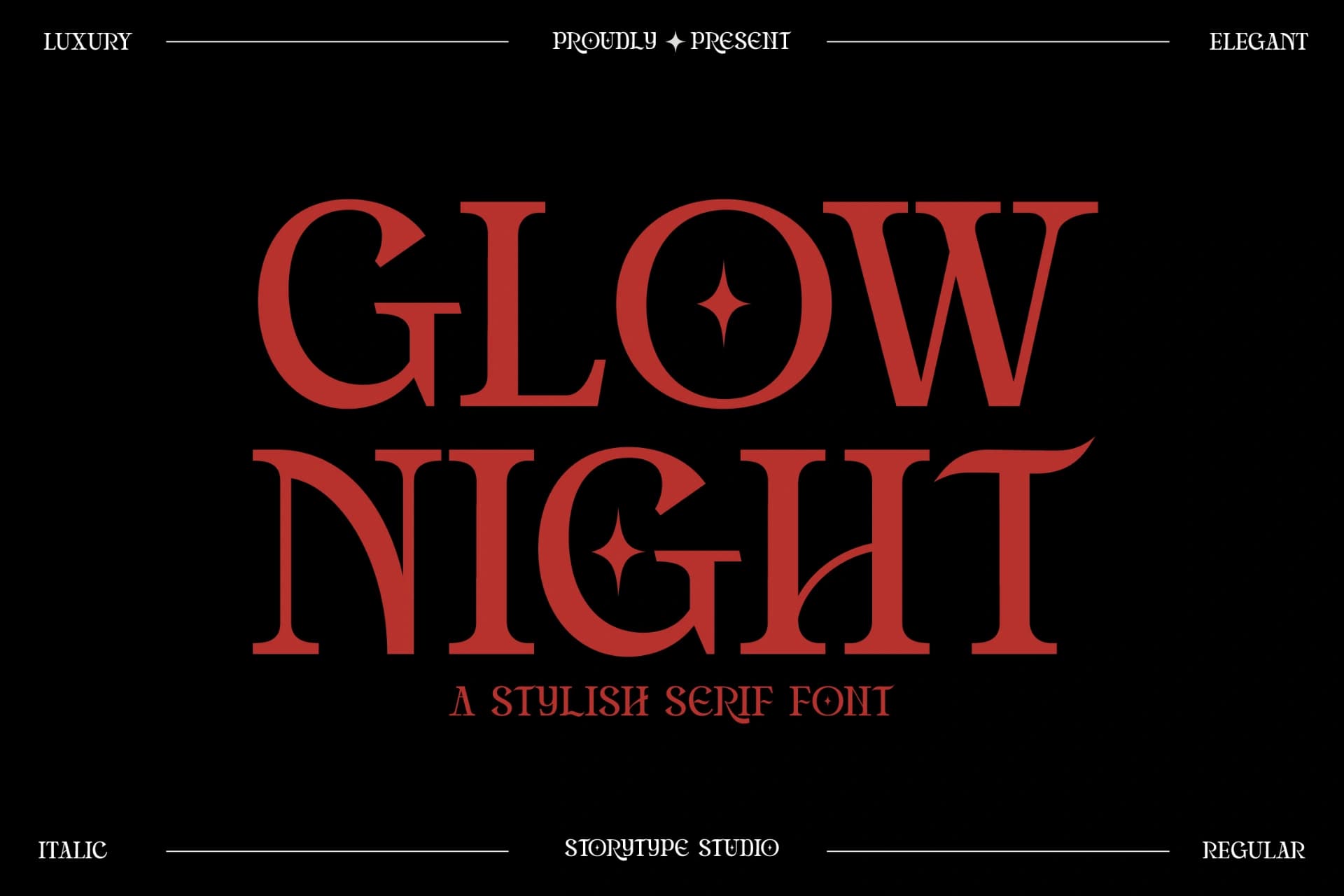 Preview of Glow Night - Stylish Serif Font font