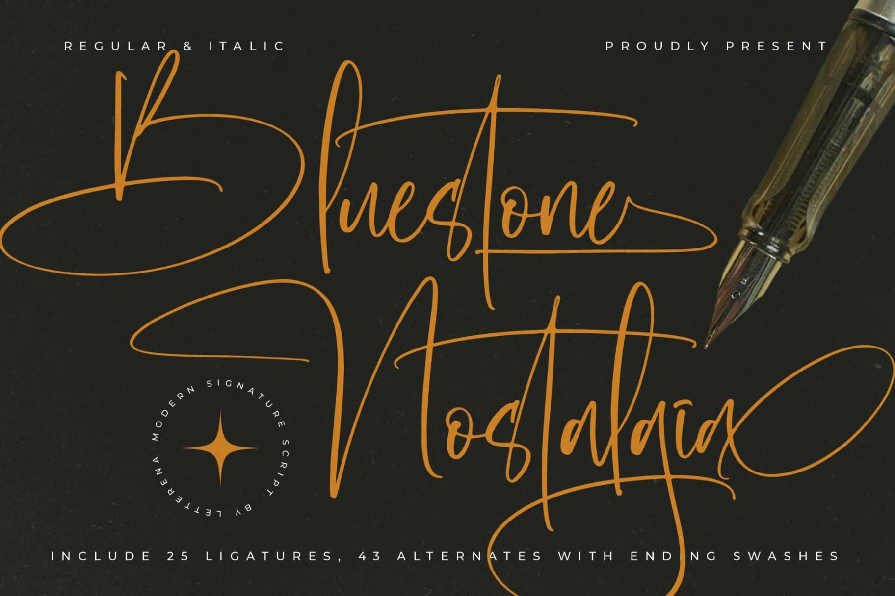 Preview of Bluestone Nostalgia – Modern Signature Script font