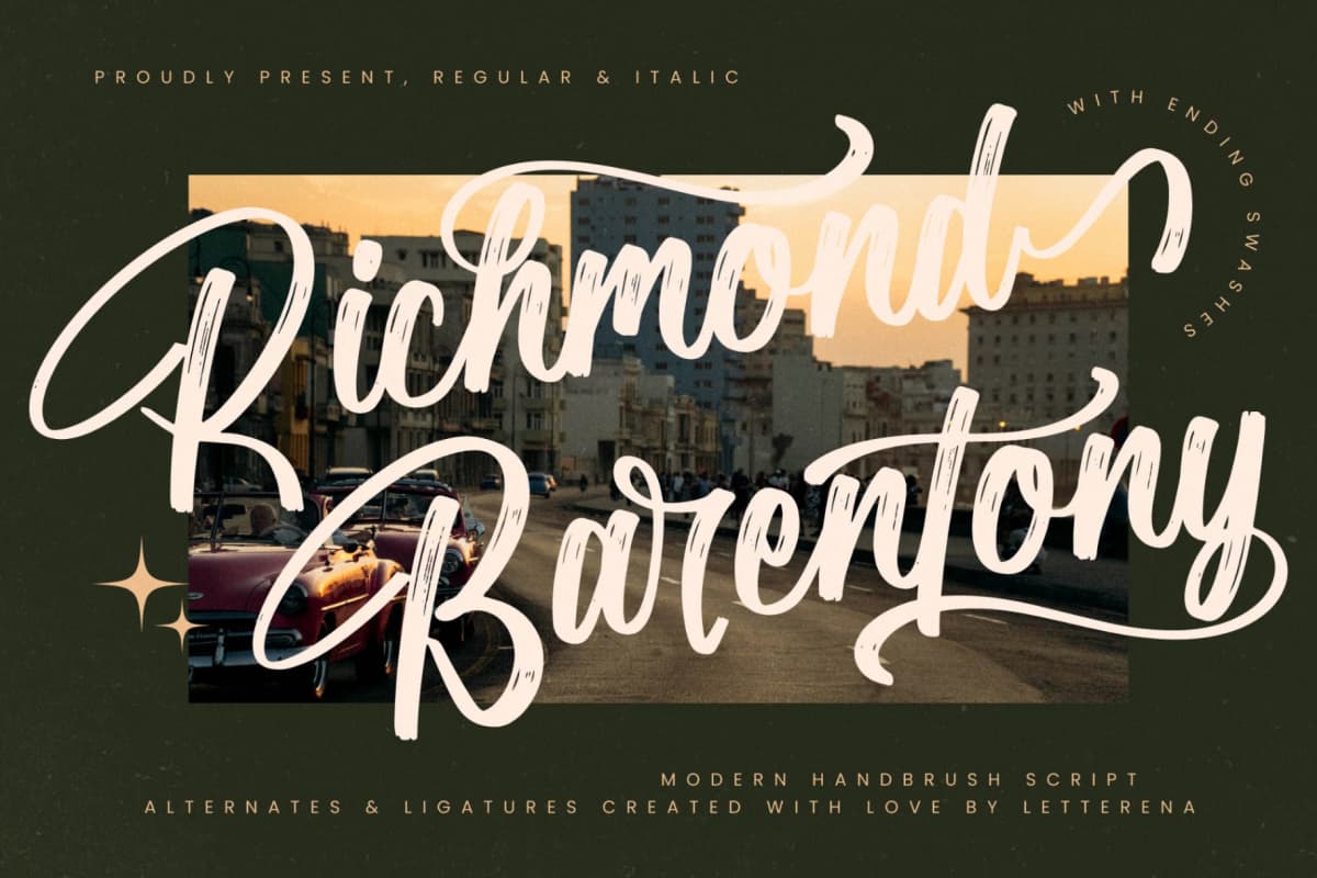 Preview of Richmond Barentony – Modern Handbrush Script font