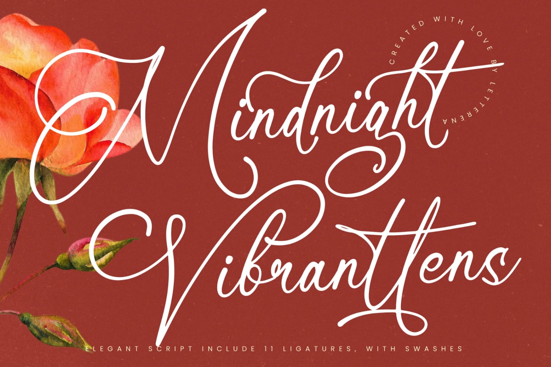 Preview of Mindnight Vibranttens – Elegant Script Font font