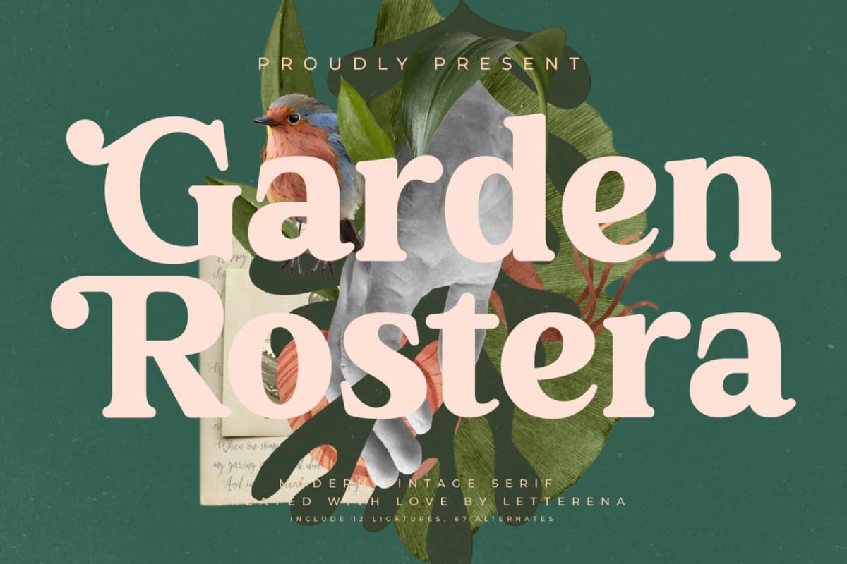 Preview of Garden Rostera - Modern Vintage Serif font